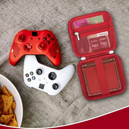 Supmay Hard Carrying Case for Anbernic RG Rotate/ RG34XXSP/ RG35XXSP Retro Handheld Game Console/ Game Boy Advance SP, Retro Game Travel Storage Holder with Mesh Bag for Battery, USB Cable, Red - color: Red