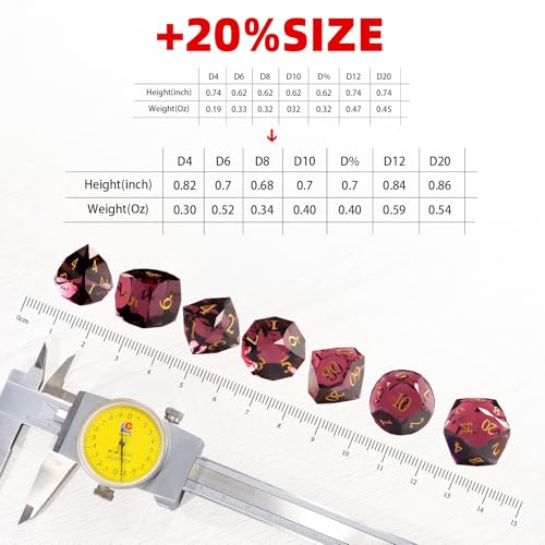 Crystal Amethyst Polyhedral Dice Set for DND (7-Piece) - Hand-Polished Gemstone Gaming Dice for Dungeons and Dragons & Tabletop RPGs, with Gift Case - color: Sj-007
