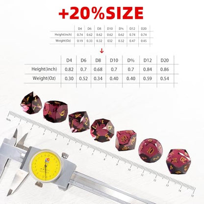 Crystal Amethyst Polyhedral Dice Set for DND (7-Piece) - Hand-Polished Gemstone Gaming Dice for Dungeons and Dragons & Tabletop RPGs, with Gift Case - color: Sj-007