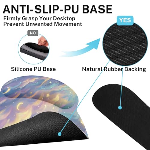 Britimes Starry Clouds Keyboard Mouse Pad Set Whimsical Cat 4in1 Large Mousepad+Keyboard Wrist Rest+Mouse Wrist Rest+Coaster Ergonomic Design for Home Office Computer 35.4x15.7 inches - color: Starry Clouds and Cat