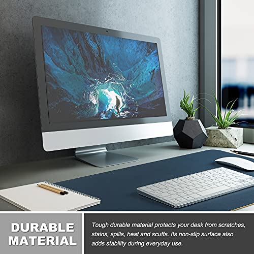 K KNODEL Large Office Leather Desk Mat, Mouse and Keyboard Pad, Computer and Laptop Mat, Desktop Protector and Cover, Writing Pad and Blotter (31.5"x15.7", Dark Blue) - color: Dark Blue, size: 31.5" x 15.7"