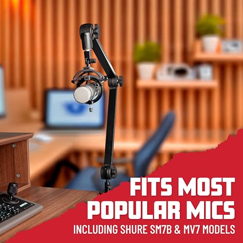 Gator Frameworks Deluxe Microphone Boom Arm Stand (GFWMICBCBM3000) | Fully Adjustable with a Quiet 360-degree Arm and Integrated XLR Easily Mounts to Most Desk Surfaces - style: 3000 Series