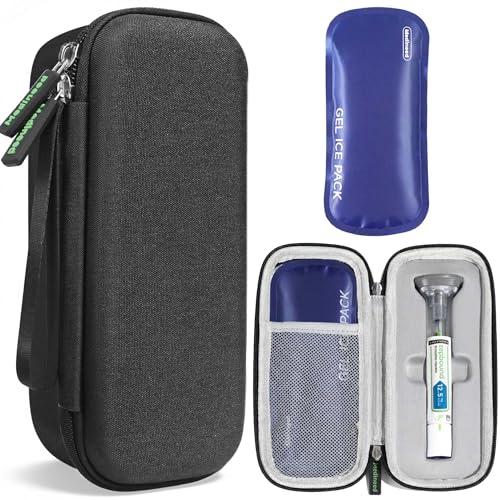 Portable Insulated Cooler Travel Case Fits 1 Zepbound Injector Pens, Tirzepatide Travel Case TSA Approved with 1PCS Reusable Ice Packs, EVA Medicine Organizer for Daily Use (Black,Small) - color: Black-Small
