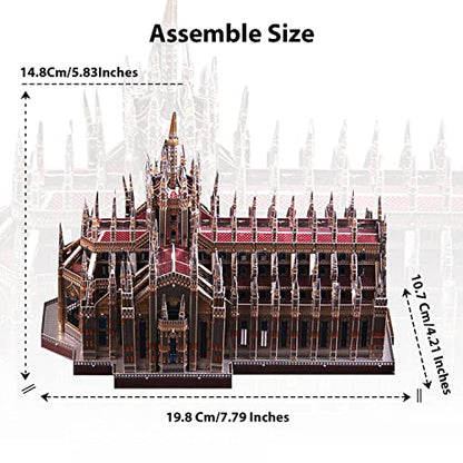 Microworld 3D Metal Puzzle Model Kits, Italy Milan Cathedral Architecture Model Building Kit, 3D Puzzles for Adults Laser Cut Jigsaw Brain Teaser Art Craft Kits (Duomo Di Milano)