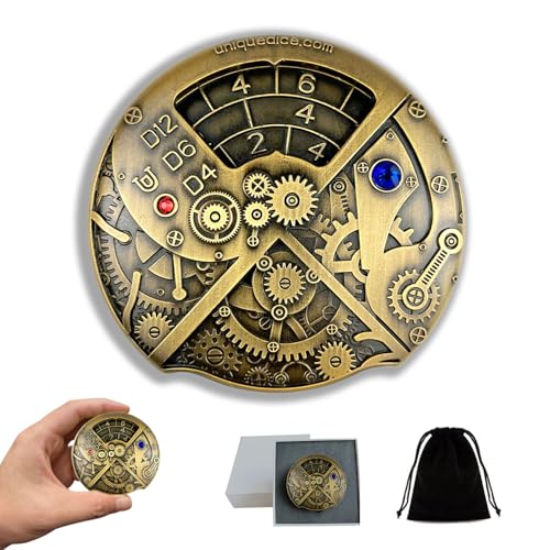 Unique Dice Roulette Dice Metal Dice Set Mechanical Dice Spinner DND Roller D&D Dice, Steampunk Dice Fidget Dice Spinner Dice D20 All in One DND Dice D6, D8, D10, D12 for Dungeons and Dragons TRPG - color: 04 Scrap Metal