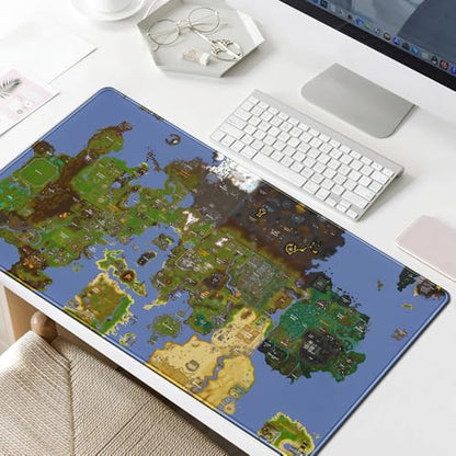 Old School Desk Mat World Map Mouse Keyboard Pad, Gaming Desk Pad Mat XXL Big Mouse Pad Tabletop Game Gift, Laptop Computer Keyboard Pad with Stitched Funny Extra Large Mouse Pad 31.5x15.7 in - color: Blue Map