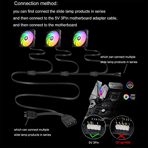 Adapter Cable for 5V 3-pin Aura 20Inch MSI Mystic Light Gigabyte RGB Fusion Connect to Any 3-Pin SM Connector (+5V,Data,GND) ARGB Lightings for LED Strips, Splitter Cable