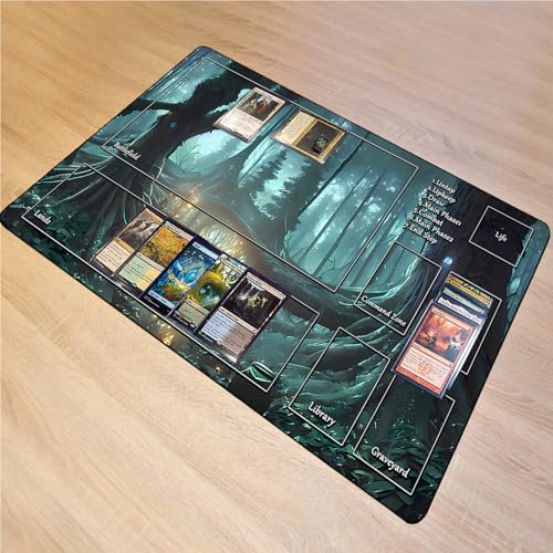 MTG Game Playmat, TCG Play Mat for MTG TCG 24 x 14 inches Trading Card Inked Game Playmats with Storage Bag Smooth Rubber Surface Battle - color: Playmat 1