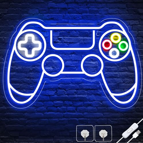Gamer Neon Sign, Gamepad Shaped LED Neon Sign for Gamer Room Decor, Gaming Neon Sign for Boys Room Decor, Neon Gaming Sign for Gaming Wall Decor, USB Powered Gamer Gifts for Teens, Boys, Kids - style: Gamepad4