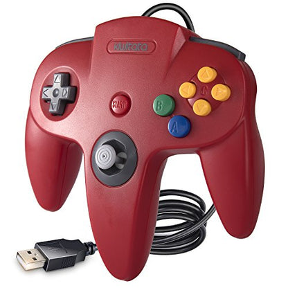 KIWITATA Classic N64 USB Controller, N64 Wired Remote Joystick Game Controller Gamepad for Windows PC & Mac Raspberry Pi Red - color: red