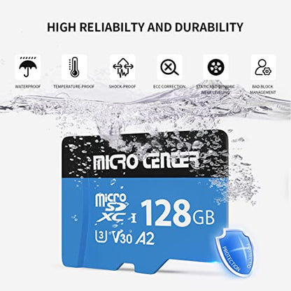 INLAND Micro Center Performance 128GB microSDXC Card, A2 Micro SD Card, UHS-I C10 U3 V30 A2 4K UHD Video Flash Memory Card with Adapter for Smartphones, Tablets, Drones and Action Cameras (128GB) - size: U3 A2 - 128GB