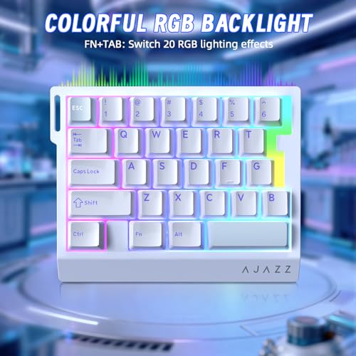 A.JAZZ AK029 Wired 29 Keys One-Handed RGB Gaming Keyboard with 8000HZ,0.01mm RT Magnetic Switches Adjustable Actuation,Hotswappable Mechanical Keyboard,Aluminum Plate,Web Driver for Gamers-White - color: White