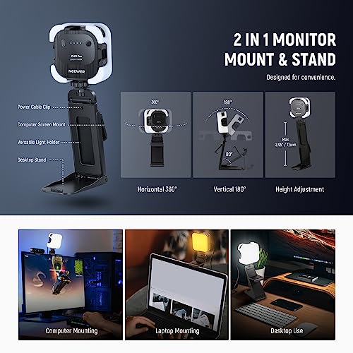 NEEWER LED Streaming Light with Windows & macOS Software Control, 2 in 1 Monitor Mount & Stand, Ultra Bright 2900K-7000K USB Laptop Computer Webcam Lighting for Video Conference, Zoom Call, PL81 PRO