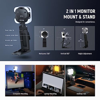 NEEWER LED Streaming Light with Windows & macOS Software Control, 2 in 1 Monitor Mount & Stand, Ultra Bright 2900K-7000K USB Laptop Computer Webcam Lighting for Video Conference, Zoom Call, PL81 PRO