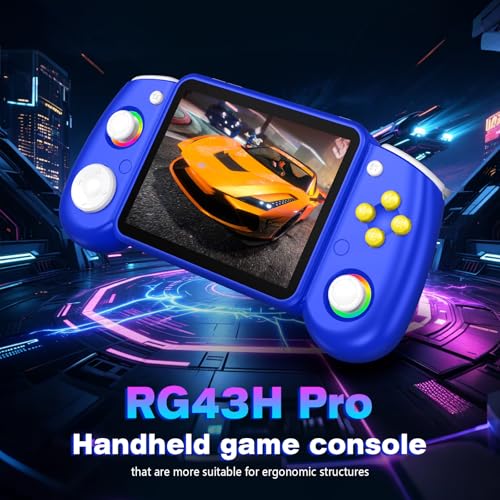 RG43H Pro Retro Handheld Game Console, 4.3 Inch Retro Gaming Console with 4000mAh Battery, RK3562 Opensource Hand Held Games Console, EmuELEC&RGBOX Dual Systems Video Console, HDMI TV Output,Navy Blue - color: Navy Blue