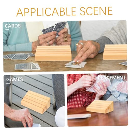 2pcs Wooden Card Holder Stand Stylish Table Display Base for Game Cards Multi-Functional Slot Design for Home Decor Practical Material