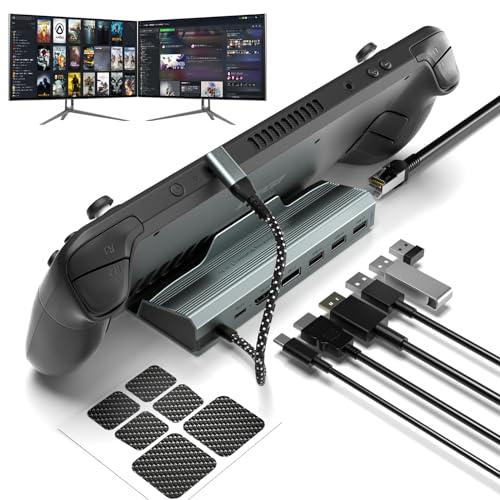 Docking Station for Steam Deck/ROG Ally, 7-in-1 Steam Deck Dock with HDMI 2.0,DP1.2 4K@60Hz, Gigabit Ethernet, 3 USB 3.0 and 100W PD Fast Charging Port, Compatible with Steam Deck