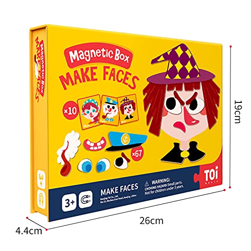 TOI Kid Magnet Toys Magnetic Jigsaw Puzzle for Kids Ages 3-5, Make Face | Portable Travel Puzzle, Toddler Magnetibook with Game Board, Preschool Educational Game, Home School Tabletop Activity Gift - style: Make Face