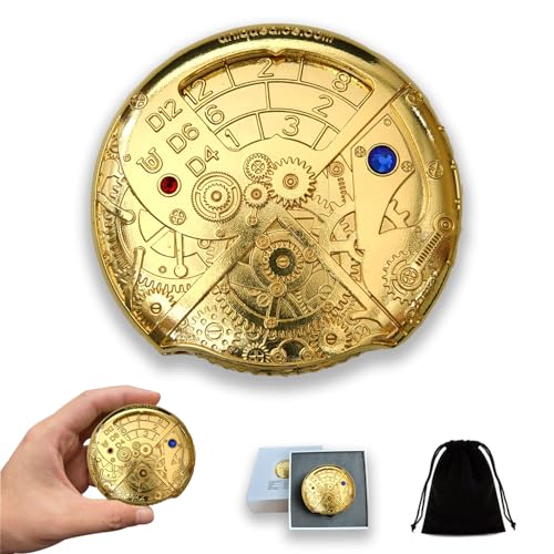 Unique Roulette Dice Metal Set Mechanical Dice Spinner DND Roller D&D, Steampunk Spinner D20 All in One D4 D6, D8, D10, D12 D100 for Dungeons and Dragons TRPG - color: 05 Red Copper