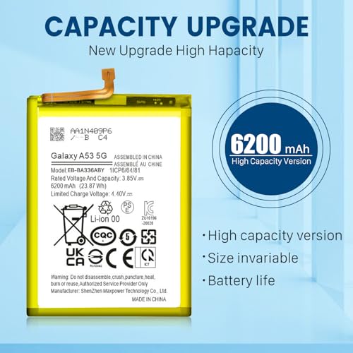 SHENMZ 6200mAh Battery for Galaxy A53 5G SM-A536 with Repair Tools | High-Capacity Battery for Samsung Galaxy A53 5G – Replacement for EB-BA336ABY,Compatible with SM-A536B/DS,SM-A536U - style: A53