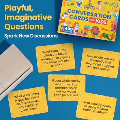 400 Conversation Cards for Kids – Engage Kids, Laugh, and Grow Closer During Family Dinner, Game Night, and Road Trips – Have Fun Building Social-Emotional Skills - Super Portable 2.5" x 1.75" Cards