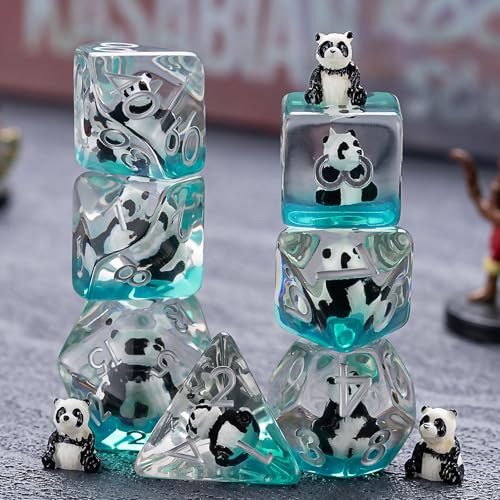 Polyhedral D&D Dice Panda Dice,Resin Panda DND Dice Set for Dungeons and Dragons MTG RPG Board Games for 15 Years and Up - color: Panda