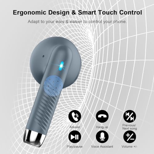 Wireless Earbuds, Bluetooth 5.4 Headphones in Ear with Noise Cancelling Mic, Bluetooth Earbuds Stereo Bass, IP7 Waterproof Sports Earphones, 32H Playtime USB C Charging Ear Buds Gray for Android iOS - color: Dark Gray