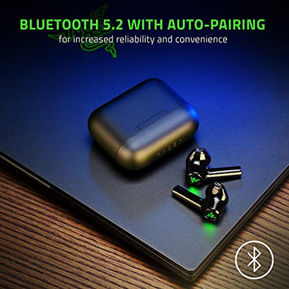 Razer Hammerhead True Wireless X Earbuds: Custom-Tuned 13mm Drivers - Bluetooth 5.2 w/Auto-Pairing - 60ms Low-Latency Gaming Mode - Touch Enabled - Mobile App Customization - Classic Black - style: TW X