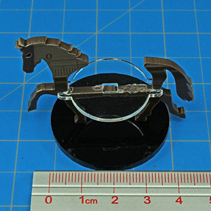 LITKO Horse Mount | Compatible with D&D & Pathfinder | 40mm Round | Brown | Turns a 30mm (1.25-inch) hero into a saddled rider | Large base | Includes steed + clear acrylic base | Glue assembly - color: Brown, style: 40mm Circular Base