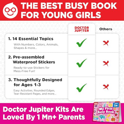 Doctor Jupiter My First Montessori Busy Book for Toddlers 1+ Year Olds | Preschool Learning Activities - Educational Travel Toys | Birthday Gift for Girls Ages 1,2,3 - style: Girls' First Busy Book: 1+