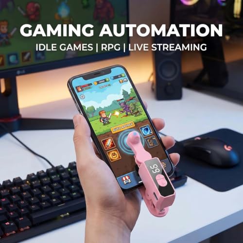 Auto Clicker Tapper for iPhone Tiktok Live iPad Android Smartphone, Rechargeable Cordless – 107 Adjustable Speed, Auto Screen Tapper for Live Stream Likes, Games, Repetitive Task, Purchases - size: Black+Pink