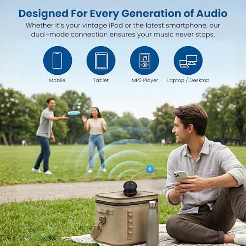 AYL Mini Speaker System, Portable Plug-in Speaker with 3.5mm Aux Input & 3.5 mm Jack, External Audio for Laptop, MP3, iPhone – Small Wireless Bluetooth Speaker with Built-in Mic (Black)