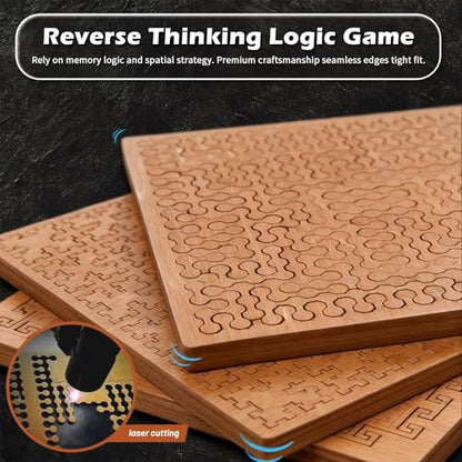Fractal Tray Puzzle, Fractal Puzzles for Adults, Irregular Wooden Jigsaw, Mind Bending Hilbert Curve Puzzle, Challenging Portable Brain Training Game (HexWeave) - style: HexWeave
