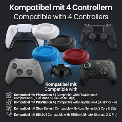 MatoSan Joystick Replacement Grip Caps for PS5/PS4/Xbox Series/8BitDo Controller, Anti-Slip Thumbstick Replacement Parts, Silicone Analog Stick Caps (4pcs) (4 x Black) - color: 4 x Black