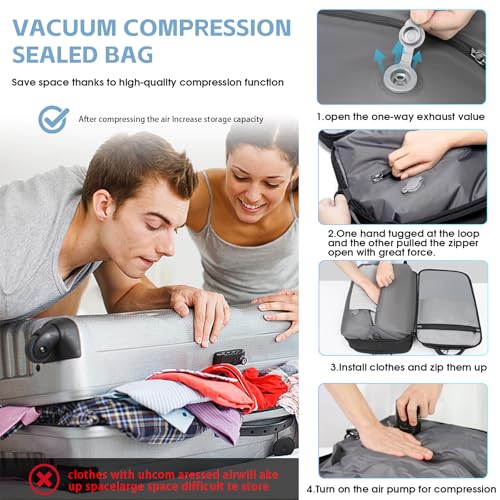 TANGCORLE Vacuum-Compressed Travel Backpack: Expandable, Airline-Approved Laptop Backpack—Unisex Business Backpack - color: Black-b50l