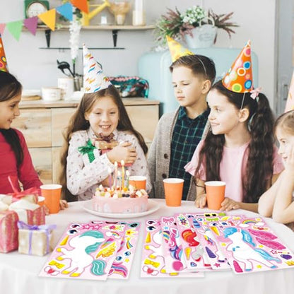 Make Your Own Unicorn Stickers, Make a Face Sticker, Unicorn Stickers | 24 Sheets for Kids Bags Birthday Party Favors Classroom Craft Activities - style: Unicorn