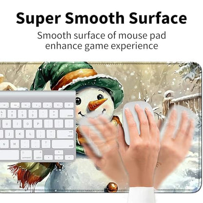 Snowman with Hat for MTG & TCG Playmat Mouse Pad,BFDHGQZC 24" x 14" Game Mat for MTG/RPG/CCG Trading Card Game Playmats Table Mat Perfect for Card Games Video Games Computer Office - color: Snowman With Hat