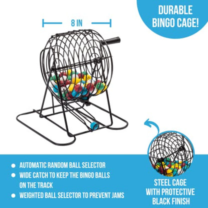 Regal Games Deluxe Bingo Game Set with Cage, Board, Balls, 18 Cards, and Chips - color: 18 Card Set