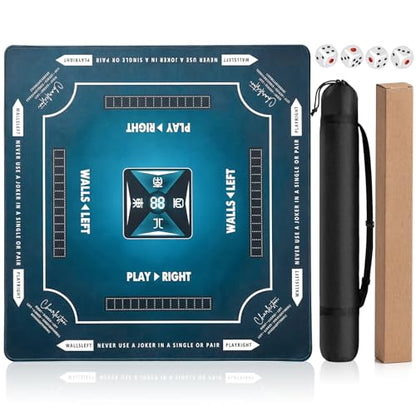 Rolled Shipping Mahjong Mat for Table 32.4''x32.4'', No Creases, Mah Jongg Mat with Carrying Bag for American Mahjong, Poker, Board Games, Card Games & Dominoes (Navy Blue) - color: Navy Blue