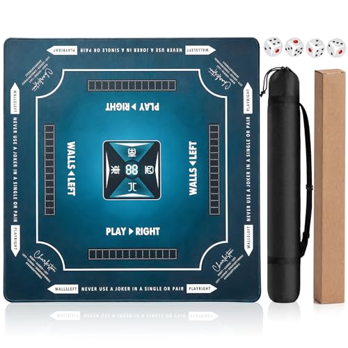 Rolled Shipping Mahjong Mat for Table 32.4''x32.4'', No Creases, Mah Jongg Mat with Carrying Bag for American Mahjong, Poker, Board Games, Card Games & Dominoes (Navy Blue) - color: Navy Blue