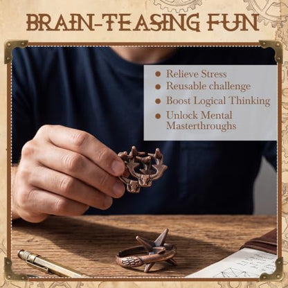 2 Pcs Metal Brain Teaser Puzzle for Adult Teen,Bull Head Snake Escape | 3D Logic Puzzle Set, Iq Education Challenge Toy, Unlock Interlocking Puzzle Gift, Brain Puzzles for Family Classroom - style: Bull Head Snake Escape