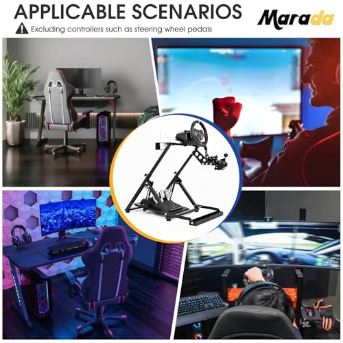 Marada X Frame Steering Wheel Stand Racing Sim Cockpit with Seat Slot | Easy Foldable Fit for Logitech G25 G27 G29 G920, for Thrustmaster T300 T248, for Fanatec, No Pedal & Shifter