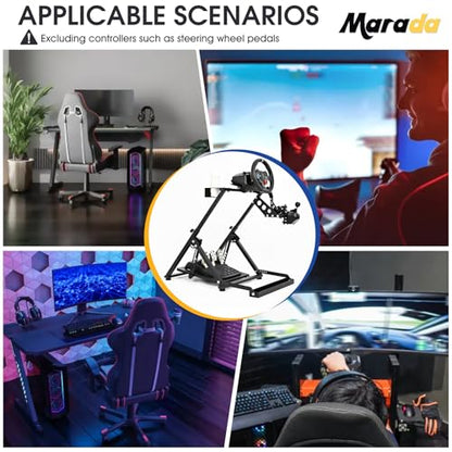 Marada X Frame Steering Wheel Stand Racing Sim Cockpit with Seat Slot | Easy Foldable Fit for Logitech G25 G27 G29 G920, for Thrustmaster T300 T248, for Fanatec, No Pedal & Shifter