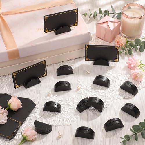 Colingmill 24 Pcs Wooden Table Number Stands with Tented Cards,Black | Wedding Table Name Holder Semicircular Design Place Card Holders for Retail Shop Wedding Party Events - color: Black