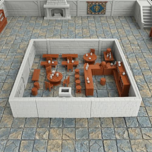 RPG Terrain Building Fantasy Tabletop Game Scenery Medieval Tavern AF1192A | Unpainted 25mm 1:64 Scale Dungeon Walls TTRPG Buildings Accessory, Fantasy Role Playing Game Terrain for Adults Bundle - color: Af1192a Medieval Tavern