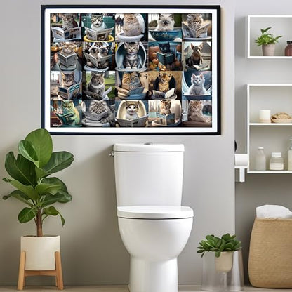 Think2Master Pooping Cats & Kittens 1000 Pieces Jigsaw Puzzle. Perfect Bathroom Decoration, Gag Gift. Fun for Teens, Seniors & Families. Great Gift for Ages 13+. Size: 26.8” x 18.9” - style: Pooping Cats