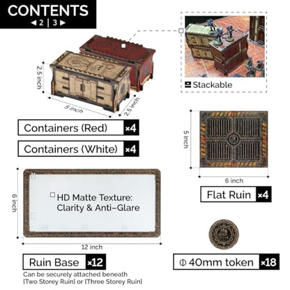 Jucoci Battlezone Creation Kit 18PCS Tabletop Terrain Wargame Terrains Set Compatible with WH40K（Red - color: Red, size: 18 PCS Set