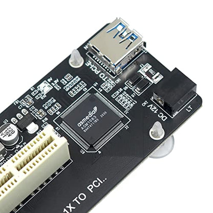 PCIe to PCI Adapter | Single/Dual Slot Converter with USB 3.0 Cable | Legacy Device Expansion for Audio Interfaces & Capture Cards - color: PCIe to Single PCI Right-Angle Adapter