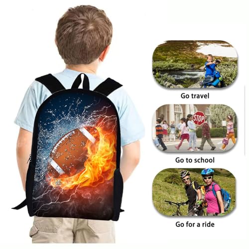Football Bookbag for Boys 17 Inch Black Lightweight School Backpack Kids Mens Rugby Bag - color: Football Backpack 1