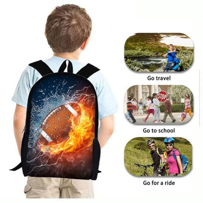 Football Bookbag for Boys 17 Inch Black Lightweight School Backpack Kids Mens Rugby Bag - color: Football Backpack 1